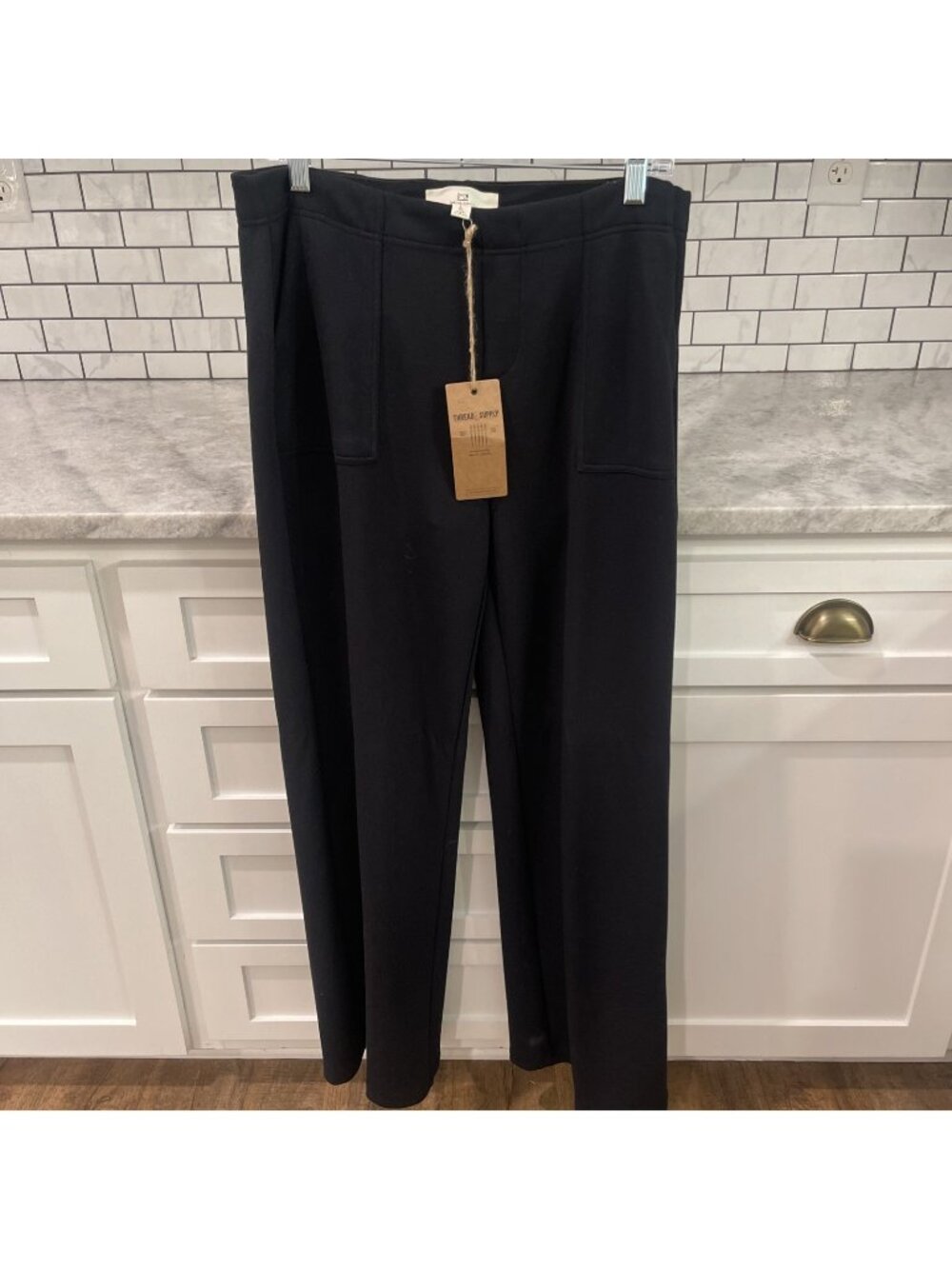 Thread Supply Wide Leg Pants Womens Size XL Black New with Tags Stretch Boho